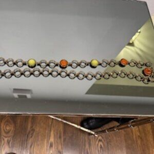 Chain belt with green & coral stones